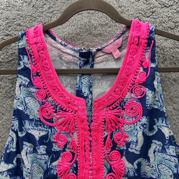 Lilly Pulitzer Size 16 Carlotta Stretch Shift Dress Joy Ride Elephant Coastal - Picture 5 of 12